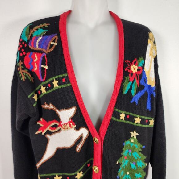 Cotton Collectables Women Cardigan Sweater Holiday Ugly Christmas S Knit Teacher - Picture 3 of 11